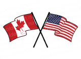 Canadian American Crossed Flag Decal